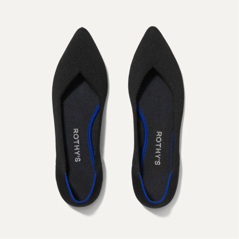 Rothy’s The Point flats (black solid, W11)